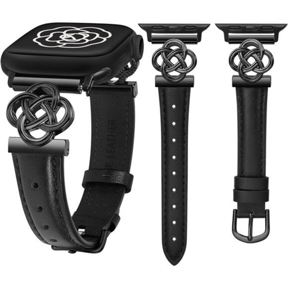 Apple Accessories - NEW Slim Leather Black Apple Watch Band